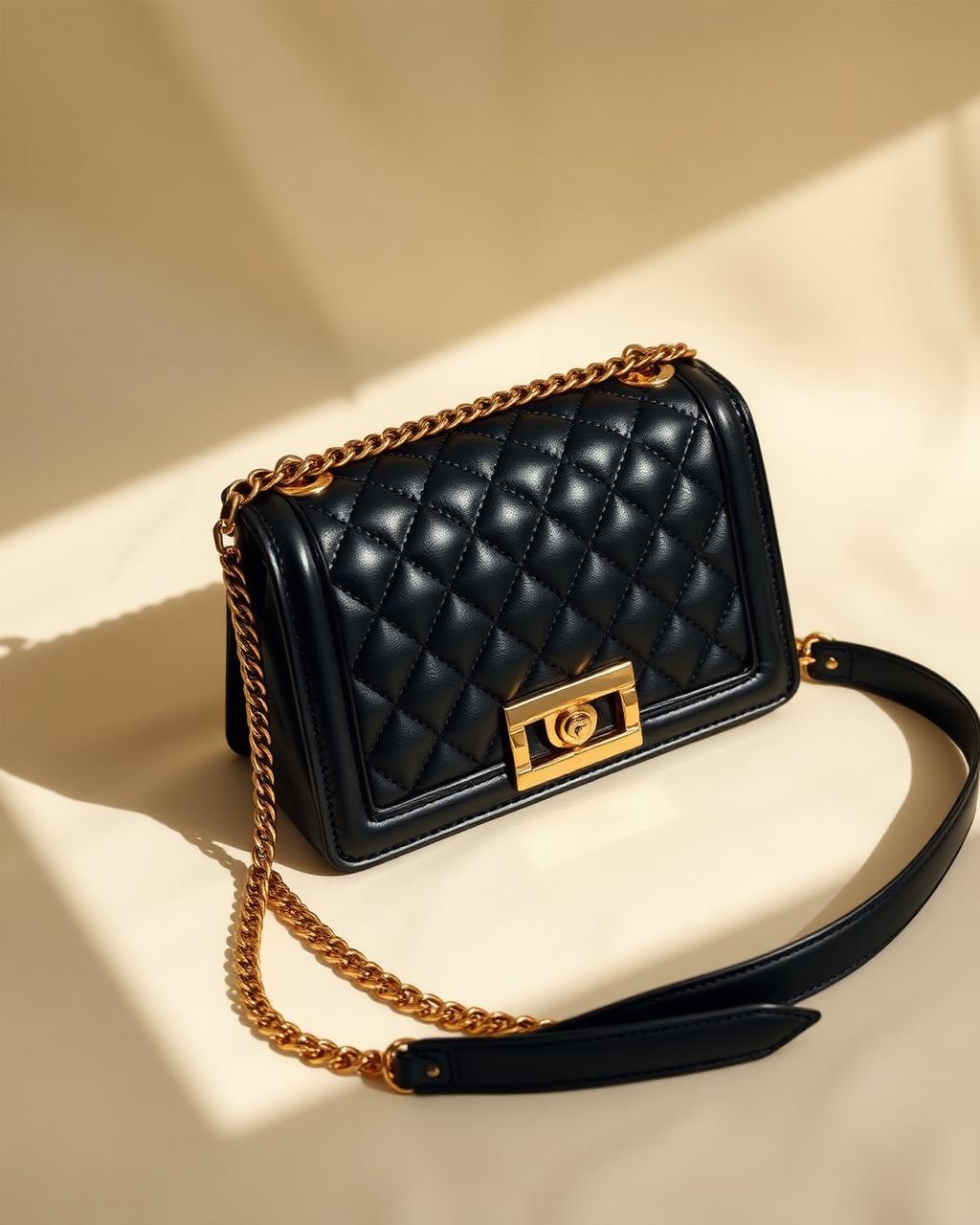 Noir Quilted Lambskin Flap