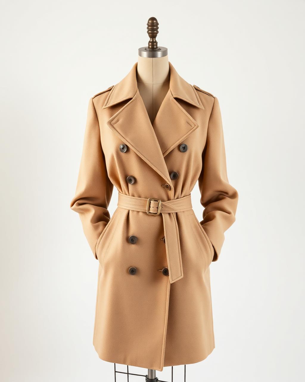 Camel Gabardine Trench Coat